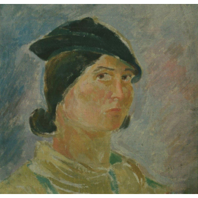 戴女帽的自画像