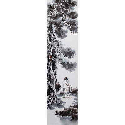 柏树荫下行吟图