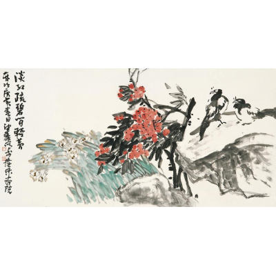 淡红疏碧间轻黄