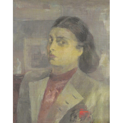 穿灰上衣的自画像