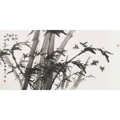 小雨乎来修竹鸣