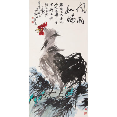 黄永玉 风雨如晦 立轴 纸本