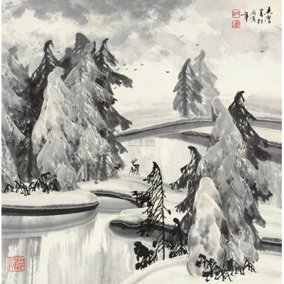 冰雪世界 立轴-国画 于志学