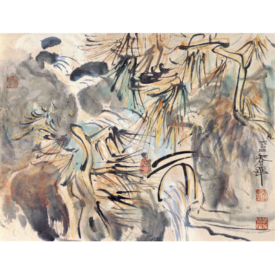 杨春华-山水小品之三46cm×34cm-纸本设色-2003年