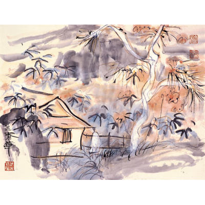 杨春华-山水小品之四-46cm×34cm-纸本设色-2003年