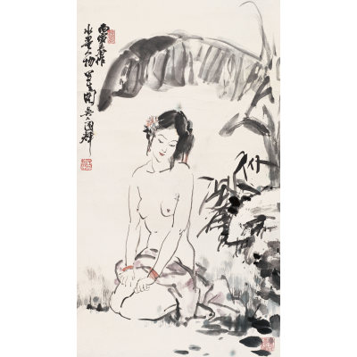 刘国辉 蕉阴仕女