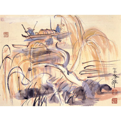 杨春华-山水小品之七-46cm×34cm-纸本设色-2003年