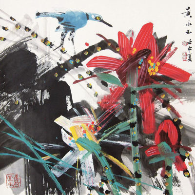 黄永玉 花鸟 立轴 纸本