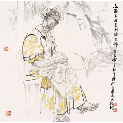 美国夏威夷刺绣老妇