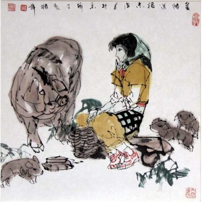 于志学作品-鄂族少年 2012年 68cm×100cm