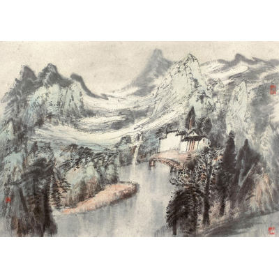 断云含雨入孤村-镜心-纸本