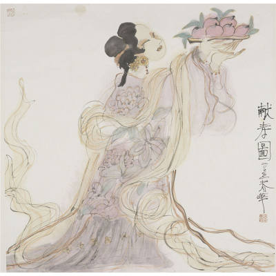 《献寿图》，尺寸为68x68cm