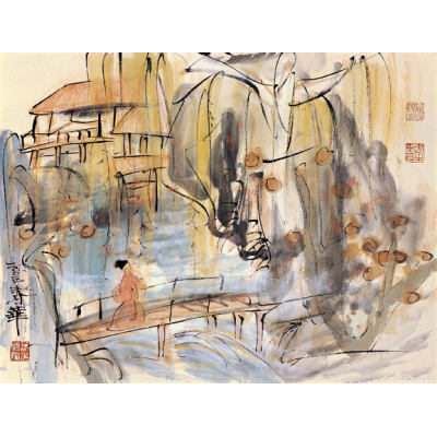 春华-山水小品之八-46cm×34cm-纸本设色-2003年